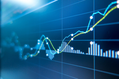 Bar and Line graph in blue and green